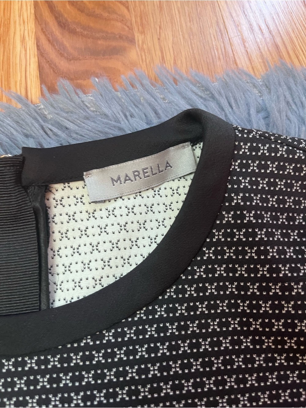 Max Mara Marella Textured Black White Long-Sleeve Sheath Dress Size S - Picture 2 of 5